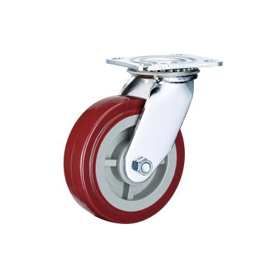 China SWIVEL 3 4 5 inch White Core Plastic Red Tyre PVC Revolving Caster Wheel for sale