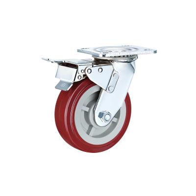 China SWIVEL 4-inch casters, PVC plastic with brakes, handcart wheels, 3/5-inch steering wheels, directional wheels for sale