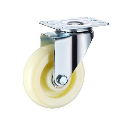 China SWIVEL Supply of 3/4/5/inch heavy-duty white PP nylon wear-resistant steering movable brake wheels, shelf wheels, pulling wheels for sale