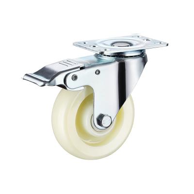 China SWIVEL Medium sized industrial white PP3/4/5-inch universal brake casters directional white casters handcart nylon casters for sale