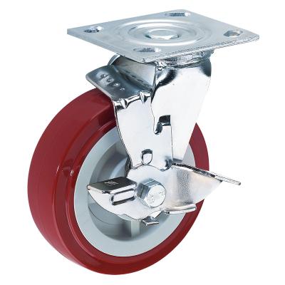 China SWIVEL Silent wheel handcart universal wheel heavy-duty jujube red wheel 3/4/5 inch PVC casters for sale