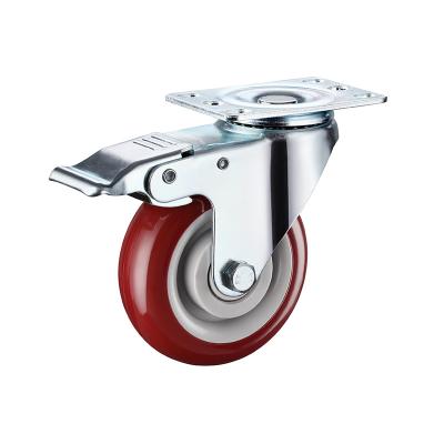 China SWIVEL 3/4/5 inch red square edge casters, PVC casters, handcart wheels, universal casters for sale