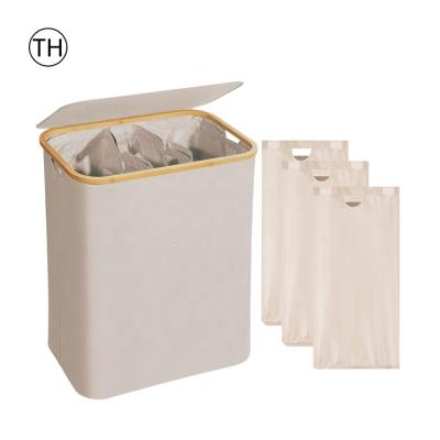 China 2023New Eco-friendly Durable Laundry Hamper Bag Well Mounted Collapsible Storage Baskets Bins For Clothes Dirt Baby Corner Laundry Hamper With Handle for sale