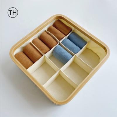 China OEM Competitive Price 9 Grid Sustainable Storage Container Jars Underwear Jewelry Clothes Box Stackable Storage Box for sale