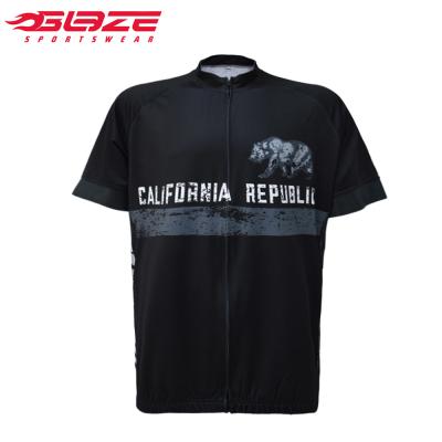 China Antibacterial High Quality Mens Short Sleeve Black Bike Shirts Cycling Jersey Manufacturer for sale