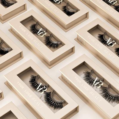 China Korean 15mm Brazilian Dramatic Private Label 3d Synthetic Strip Reusable Vegan Soft Full Silk Eyelashes With Custom Eyelash Box for sale