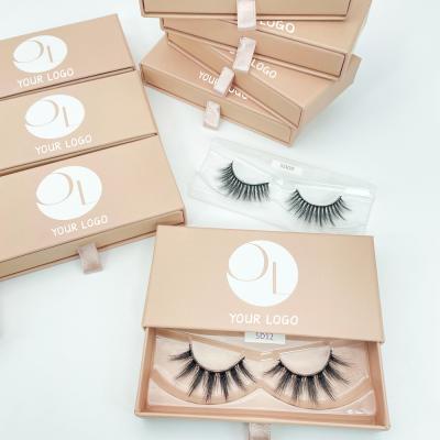 China Free shipping 5d paper box paper box light natural style design cheap fluffy Korean faux mink silk eyelashes fiber for sale