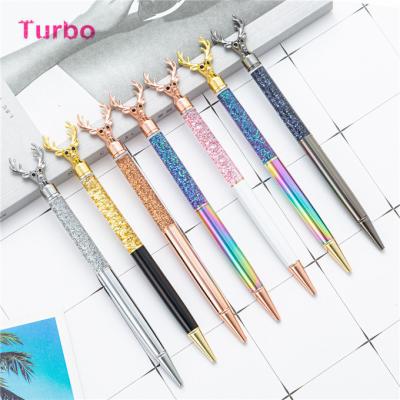 China Creative Office Stationery Ballpoint Pen Business Gift Metal Deer Design Blue Ink Blue Ink High End Ball Pens 0.5mm For Girls for sale