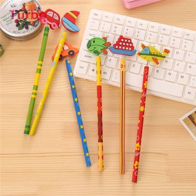 China 2019 Sale Office Top School Pencils Wholesale Promotional School Cute Pencils Stationery Logo Printing Wooden Pencil With Kawaii Erasers for sale