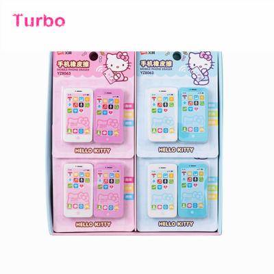 China Promotional hot sale custom kawaii Cyprus products kids office eraser gift 3d phone shape rubber eraser for sale