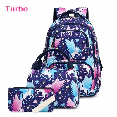 China 2021 Factory direct sale new arrival stationery supplies teenage girl fashion unicorn style backpack waterproof school bags sets for sale