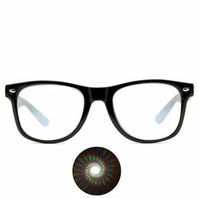 China Night Club Spiral Effect Plastic Diffraction Glass Spirals , 3D Refraction EDM Glasses for sale