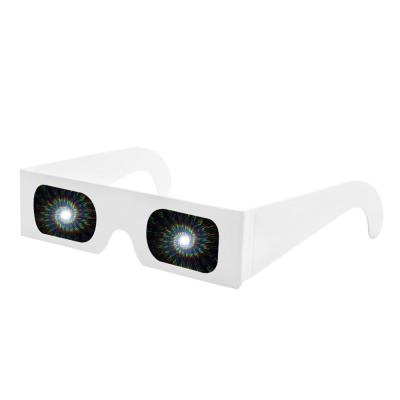 China Holiday Spiral Custom Rainbow Viewers Lazer Sandpaper 3D Fireworks Diffract Glasses For Fireworks > 80