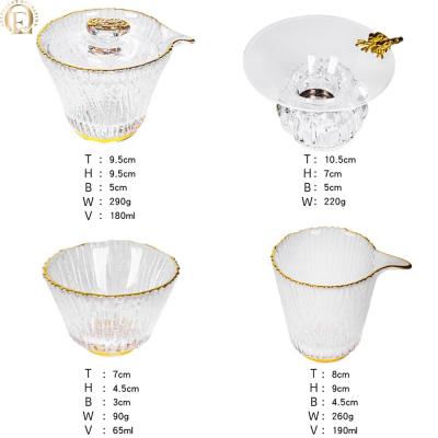 China Viable Handmade High Quality Gold Rim Clear Glass Tea Set Custom Teapot with Infuser for sale