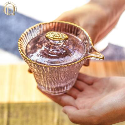 China Customized Sustainable Borosilicate 280ml Handmade Clear Glass Teapot Set With Infuser for sale