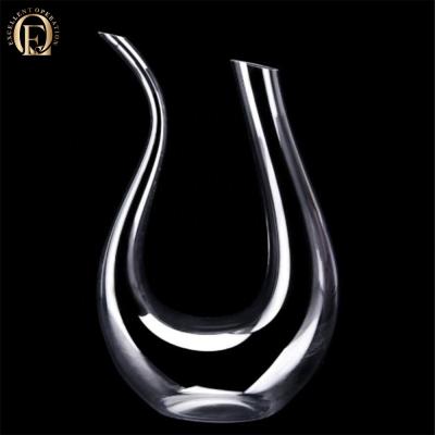 China Lead Free Amber Colorful Smoke Crystal Glass Swan U Shape Clear Wine Decanter for sale