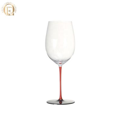 China 750ml Creative Artificially Blown Red Very Black Red Wine Glass Goblet Mouth-Blow Crystal Glass for sale