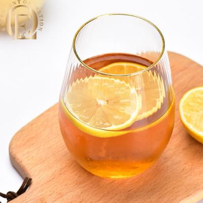 China Handmade Coffee Painted Glass Luxury Juice Water Beer Whiskey Rim Pattern Egg Cup Tumbler Gold DOF for sale