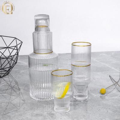 China Sustainable Glass Classic Drinking Cup Series Interior Vertical Pattern Strip Design Glass Wholesale for sale