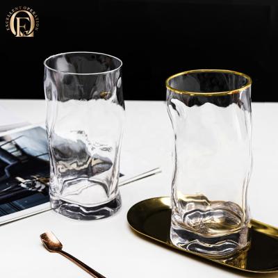 China Different Type Guaranteed Unique Durable European Quality Ripple Wave Glass Mug for sale