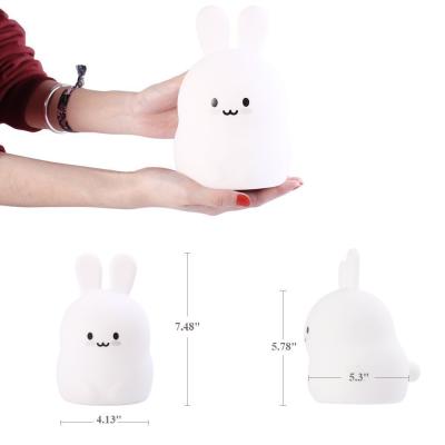 China Baby Night Light Bedroom Radio Faucet Remote Control Silicone Rabbit LED Multi Colored Eco-friendly Cute Lamp for sale