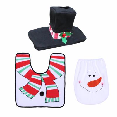 China Happy Christmas Santa Toilet Seat Cover Fabric Drop Shipping Cotton Best Happy New Year Gift And Cover Bathroom Set Christmas Decorations for sale