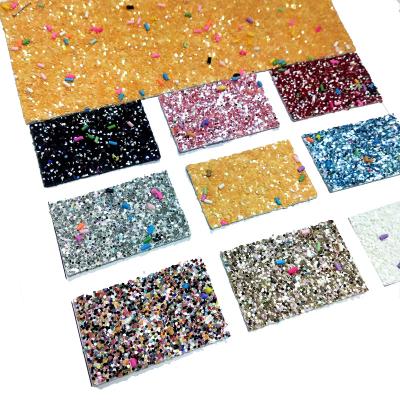 China DIY Glitter Fabric Waterproof Leather Factory Wholesale Candy Color Glitter Fabric Handwork Fabric for sale