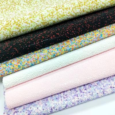 China Waterproof Shimmer Foil Fabric Glitter Synthetic Leather Fabric For DIY Shoes Bags Bow for sale