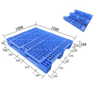 China Double Faced Eco Friendly Washable Vented Deck 1200 x 1000 x 160 mm Black HDPE Plastic Pallet With Low Weight for sale