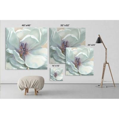 China Handpainting Classic White Oil Bomb Flower With Flower Vertical Wall Art Canvas Painting For Home Decor for sale