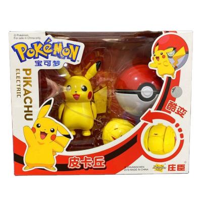 China Plastic Pokemon Toys Pocket Monster Pikachu Action Number Pokemon Game Push Ball Model Set Charmander Anime Christmas Halloween Gift for sale