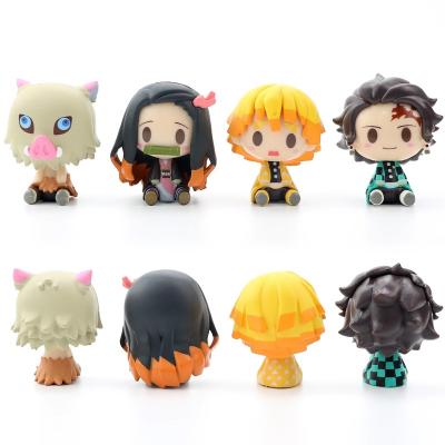 China Cartoon Toy 4pcs Anime Figure Demon Slayer Kimetsu No Yaiba Doll Tanjiro Nezuko Zenitsu Demon Slayer Kawaii Room Decoration Children's Toys for sale