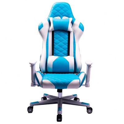 China Custom Adjustable High Quality White Blue Gaming Chair Ergonomic Racing Racing Chair (Height) for sale