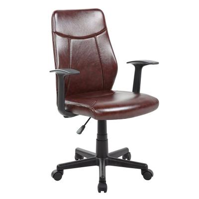 China 2021 Cheap PU Leather Swivel Brown PVC Executive Office Chair Rotation Boss for sale