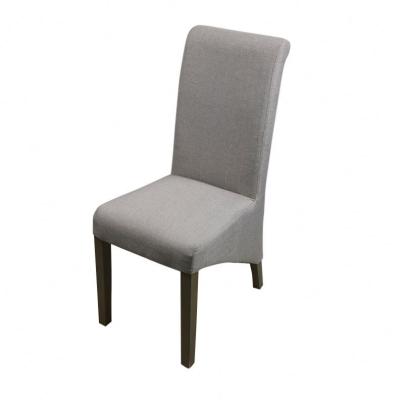 China Anji Modern Design Gray Linen Modern Fabric Wood Dining Chair for sale