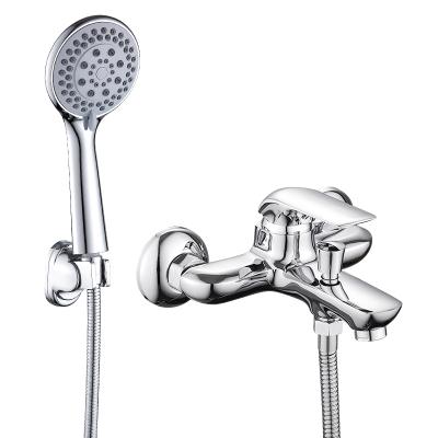 China Sliding bar free water bath HUADIAO hot and cold shower, single handle brass tub faucet, wall mounted shower mixer for sale