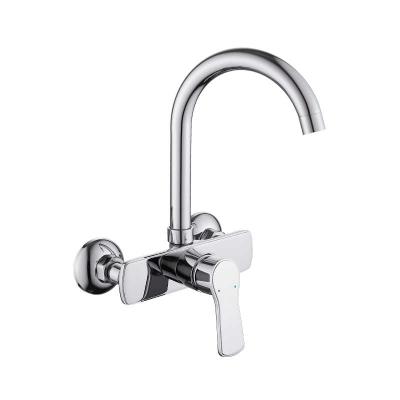 China Selling HUADIAO Kitchen Faucets Contemporary Wall Mounted Main Mixer Tap Brass Cross Body OEM for sale