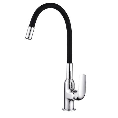 China Cold& HUADIAO Hot Water Item Black Brass Mixer Tap, 360 Degree Rotating Kitchen Faucet, Kitchen Black Flexible Faucet for sale