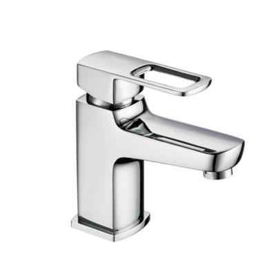 China Modern Simple Short Brass Basin Faucets Square Cavity Square Handle Body Brass Water Faucet for sale