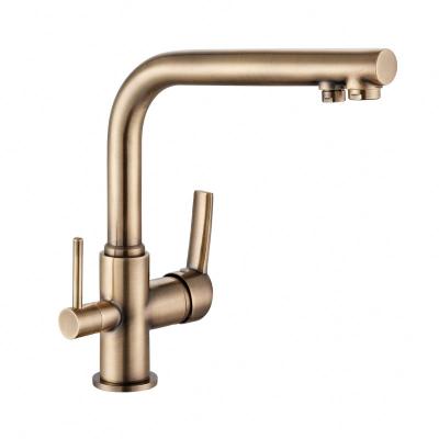 China Modern Double Handle Copper Hose 3 Way Drinking Water Kitchen Faucet With Filter for sale