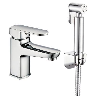 China Modern Single Lever Brass Body Deck Mount Woman Bidet Mixer Tap With Brass Shattaf for sale