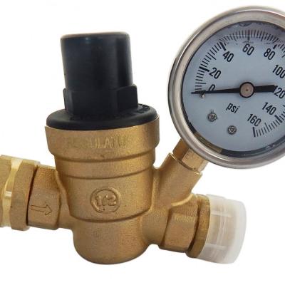 China CW719R General Brass 1/2 RV Water Pressure Regulator Lead Free Pressure Reducing Control Valves With Gauge for sale