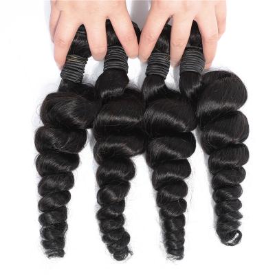 China Wholesale Raw Indian Hair 10A Grade Loose Wave Temple Cuticle Aligned Remy Human Hair Loose Wave Bundle Extensions Double Weave Vendo for sale