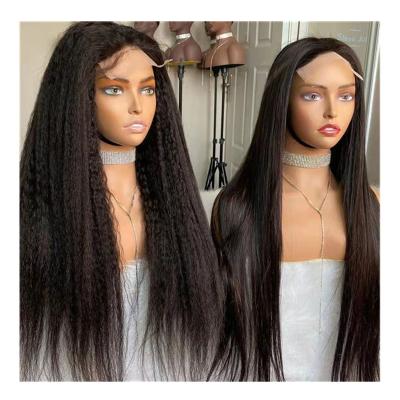 China Cheap Yaki Lace Closure Wigs HD Curly Straight Brazilian Hair Lace Front Wig Yaki Virgin Hair Extensions Wigs For Black Women for sale