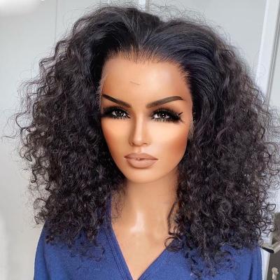 China Afro Curly Curly Frontal Wigs FRENCH Curly Vendor Glueless Virgin Peruvian Hair Glueless Lace Front Full Lace Front Color Women Human Hair Wig For for sale