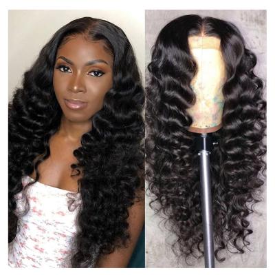 China Hd Virgin Human Hair Full Lace Front Wig Cheap Wholesale Remy Human Hair Brazilian Deep Wave Transparent Lace Front Wig for sale