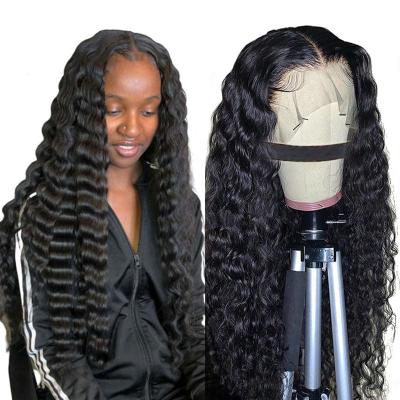 China Wholesale Transparent Hd Lace Front Wig For Black Women Virgin Hair Full Frontal Wig Peruvian Deep Loose Deep Wave Lace Front Wig for sale