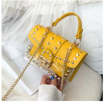 China Candy Jelly Bag PVC Jelly Bag New Custom Rivet Jelly Hand Bags Fashion Crossbody High Quality With Handle for sale