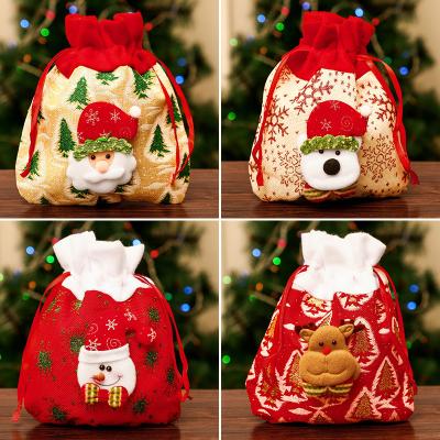 China Decorative Christmas Day Christmas Gift Bags Custom Size Canvas Velvet Pouch Santa Sack Drawstring Bag For Kids for sale