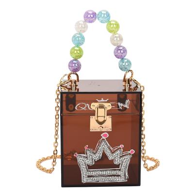 China Wholesale 2022 High Quality Women's New Candy Pearl Chains Handbag Girls Messenger Bag Single Shoulder Acrylic Cross - Acrylic Body Bags for sale